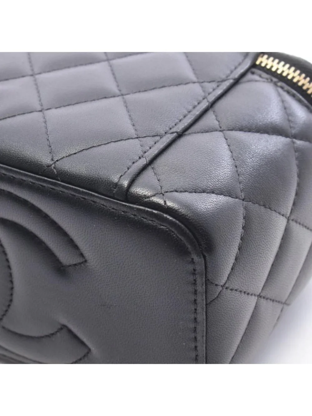 Chanel Shoulder Bag Quilted Vanity Black Lambskin Chain